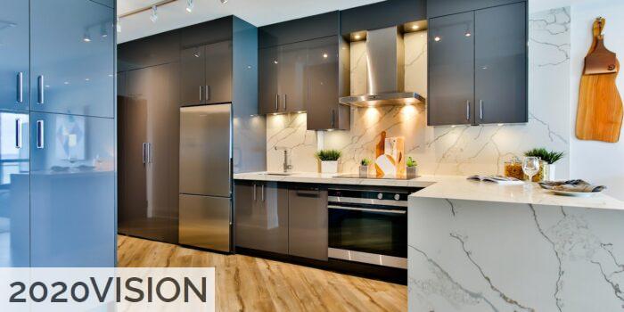 white and black kitchen counter