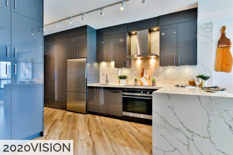 white and black kitchen counter