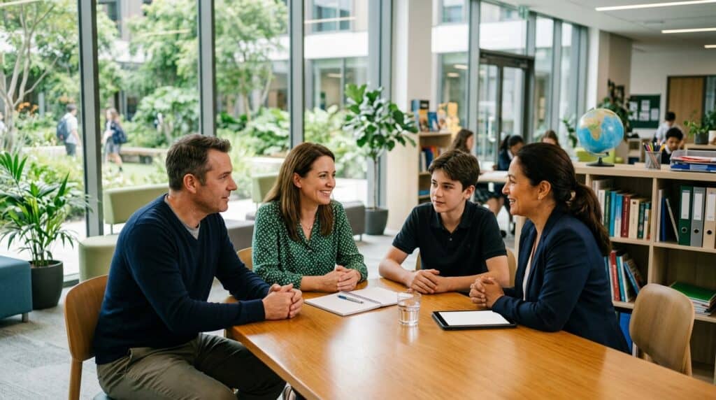 Familia valorando cómo elegir un colegio británico